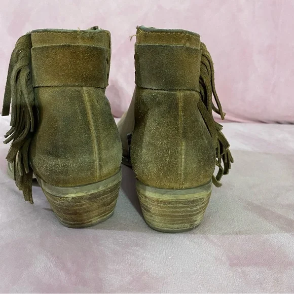 Diba True Pony Up Leather Fringe Ankle Boots Women's 8 Western Rodeo Low Heeled - Picture 5 of 13